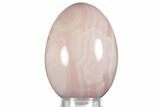 Polished Banded Pink Mangano Calcite Egg - Fluorescent! #314478-2